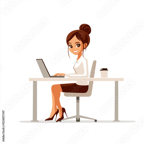 Cartoon young professional working at a desk