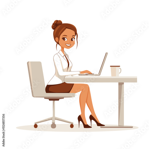 Cartoon young professional working at a desk