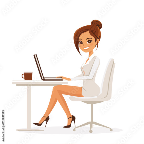 Cartoon young professional working at a desk