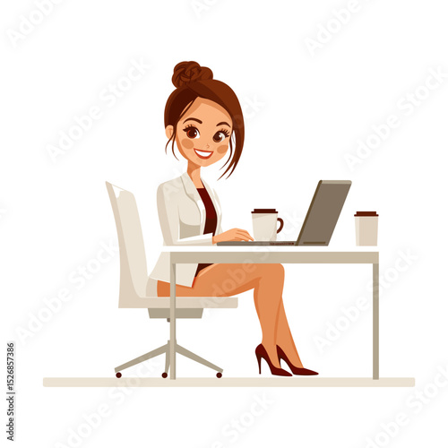 Cartoon young professional working at a desk