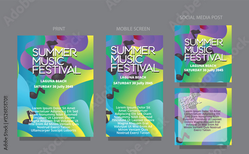 Smooth Summer Wave. Clean Colorful Background for Media. fluid design template multiple platform for print, mobile screen and social media post vector illustration