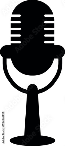 Simple Black and White Retro Microphone Icon