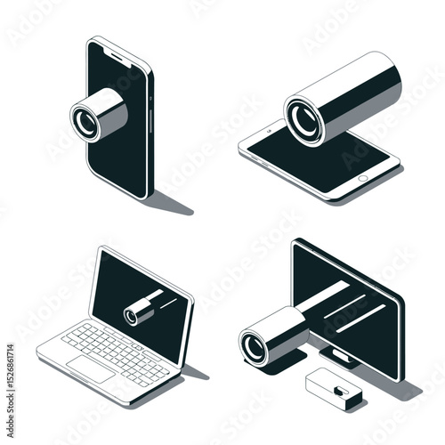 vector icons electronic devices televisions ,mobile phones, tablets ,i Phones , communication
