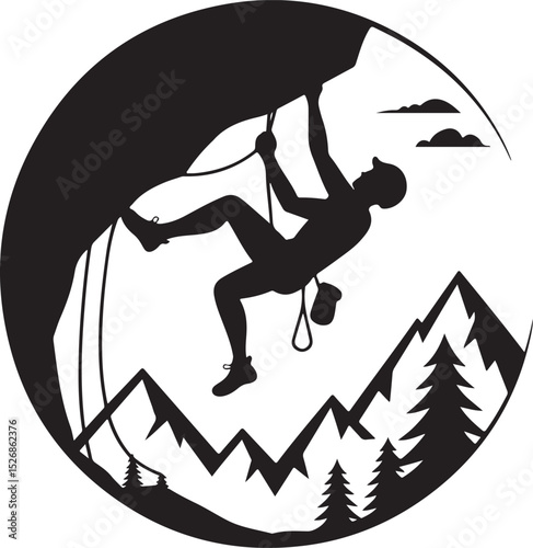 Rock Climbing Silhouette Adventure, Mountains, and Extreme Sports