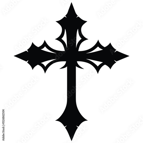 Ornate Cross Silhouette Gothic Design Element for Creative and Symbolic Projects