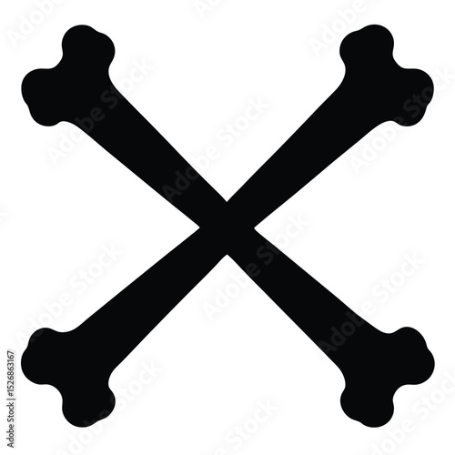 Two Crossed Bones Black and White Image, Danger, Halloween Iconography, Medical Symbol