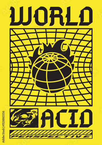 Creative and trendy acidic vector illustration poster