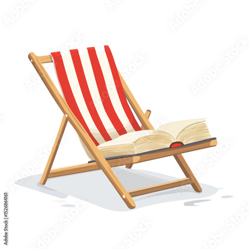 Open Book Beach Chair illustration vector 2D flat, isolated on a white background.