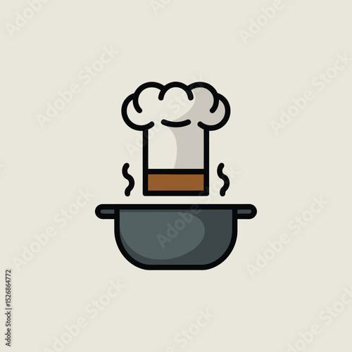 vector icons cooking food chef hat include a pizza slice, a sushi roll, spaghetti and meatballs, a curry bowl burger , fish 
