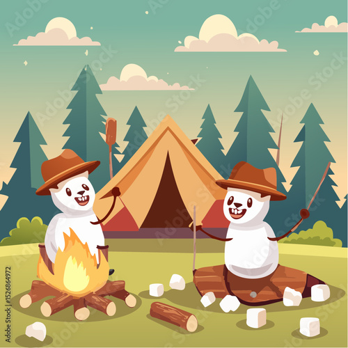 S'mores having a campfire hangout
