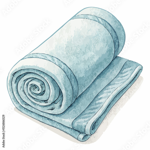  Soft rolled towel illustration in muted teal, representing spa comfort.