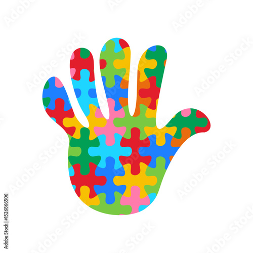 Illustration hand puzzle. Vector isolated on a white background.	
