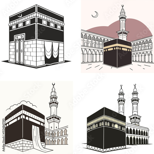 The Kaaba in Mecca icon for Islamic pilgrims. 