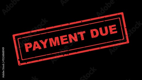 video animation rubber stamp payment due text, on a transparent background with alpha channel at zero