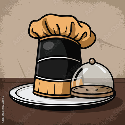 vector icons cooking food chef hat include a pizza slice, a sushi roll, spaghetti and meatballs, a curry bowl burger , fish 
