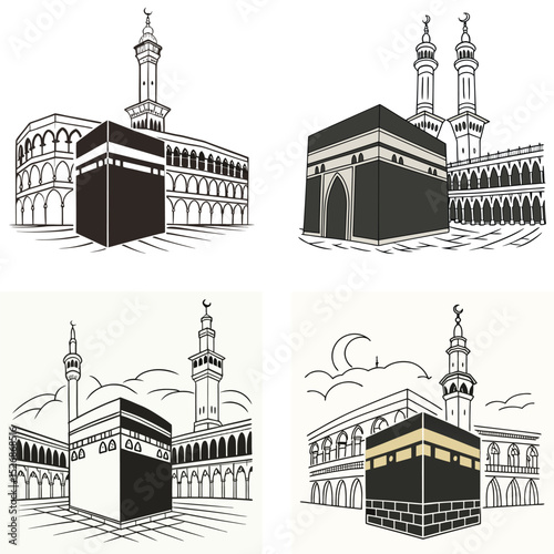 The Kaaba in Mecca icon for Islamic pilgrims. 