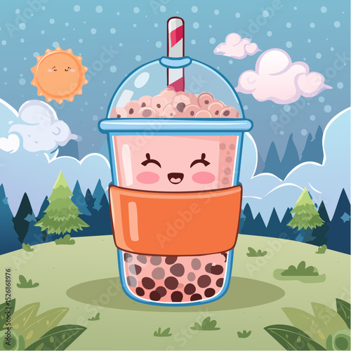 Bubble tea sleeping in a cozy cup sleeve
