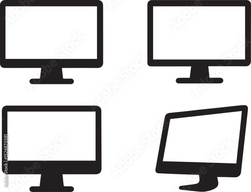 Monitor editable vector computer screen icon flat style

