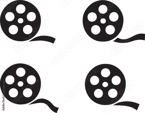 Movie reel editable vector film icon flat style