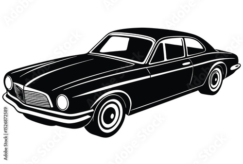 Vintage car silhouette vector art ideal for classic vehicle logos banners and automotive