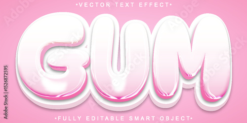  Gum Bubble Cute Sweet Fun Playful Fully Editable Smart Object Text Effect