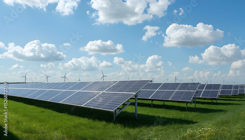 Fototapeta Naklejka Na Ścianę i Meble -  solar panels in the meadow