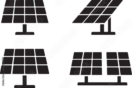 Solar panel editable vector renewable energy icon flat style