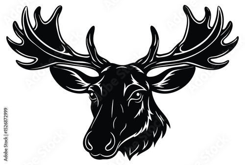 Elegant Moose Head Silhouette Design for Vintage Style Artwork and Branding Projects