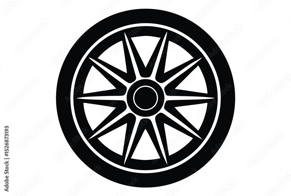 Obraz premium Racing Car Wheel Silhouette Vector Illustration Clean and Sharp Vector Art for Racing and Car Graphics