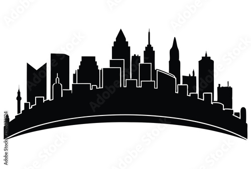 Panorama City Skyline Silhouette Vector Illustration for Urban Design and Architecture
