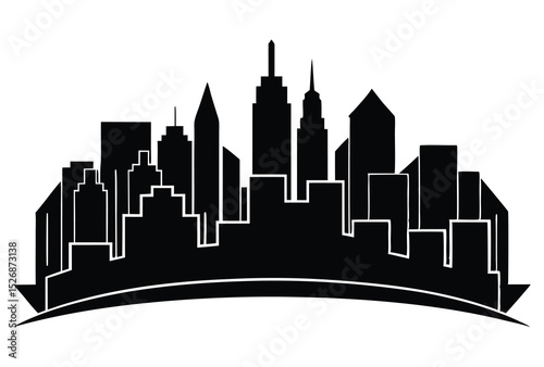 Panorama City Skyline Silhouette Vector Illustration for Urban Design and Architecture