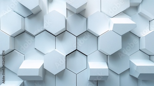 Abstract white background with a 3D hexagonal geometric pattern