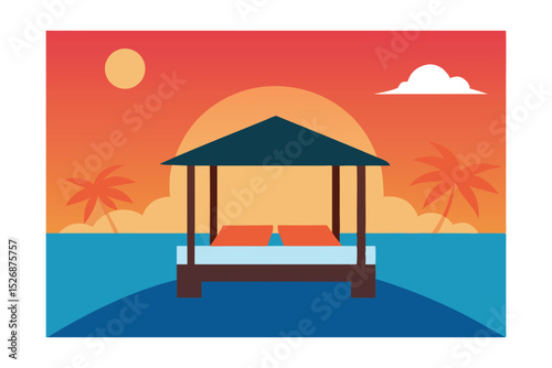 Sunset Beach Gazebo Tropical Relaxation and Tranquility
