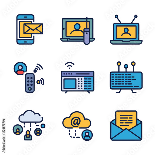 vector icons electronic devices televisions ,mobile phones, tablets ,i Phones , communication
