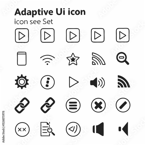 Professional adaptive ui icon set, clean cutout, transparent background