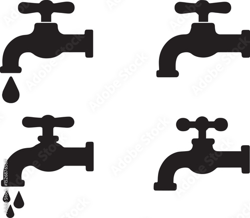 Water tap editable vector plumbing fixture icon flat style