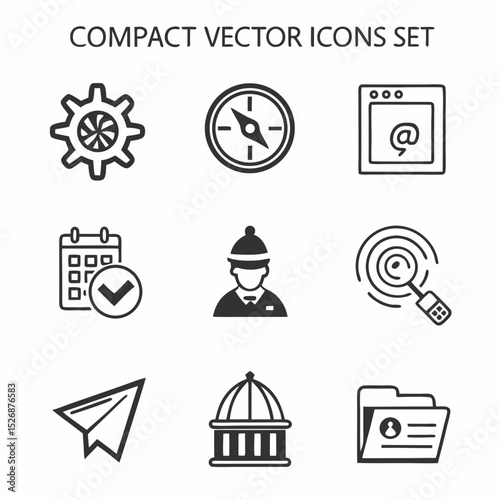 Professional compact vector icons set isolated on white