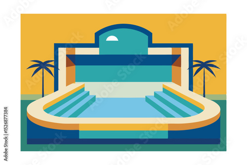 Tropical Amphitheater A Vibrant Illustration of Outdoor Stage Design