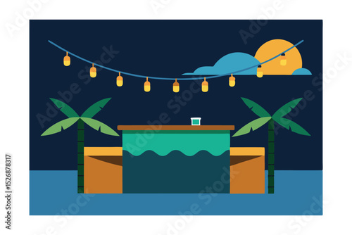 Tropical Night Bar Beachfront Relaxation under the Stars