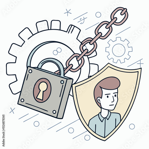Secure data protection gear chain lock shield