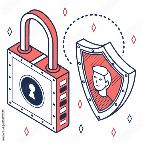 Secure user data protection lock shield icon