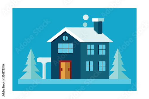 Cozy Winter House A Snowy Escape Illustration