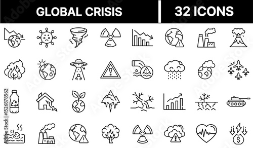 Global Crisis Icon Representing Worldwide Emergencies and Critical International Challenges