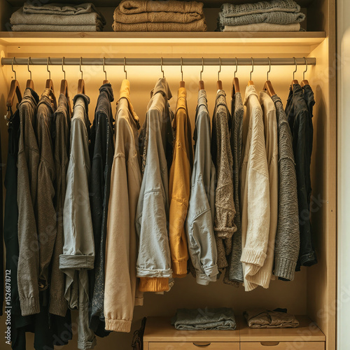 wardrobe with clothes