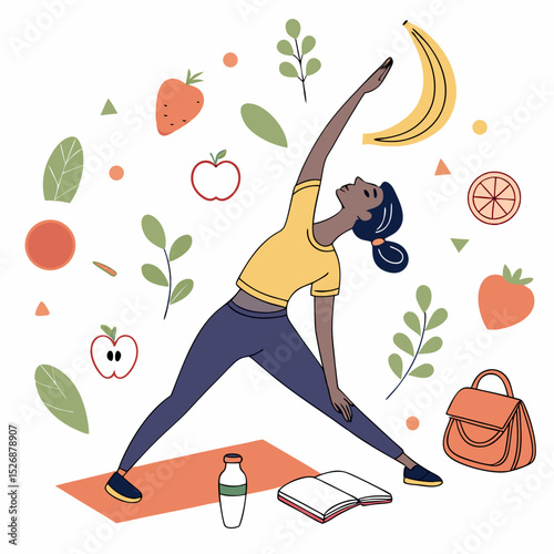 Woman doing yoga healthy lifestyle fitness wellness