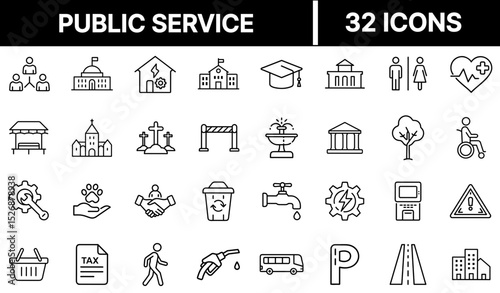 Public Service Icon Representing Government Support, Community Assistance, and Civic Operations