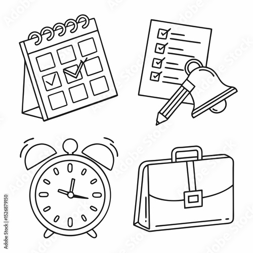 Schedule organization time management business icons