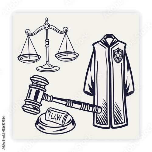 Legal and Law Doodle Icons
