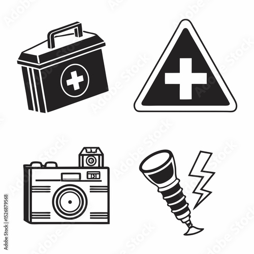 Adventure essentials first aid kit camera flashlight