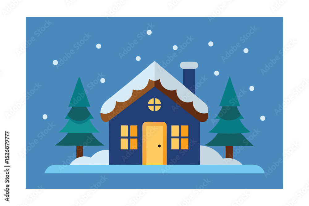 Fototapeta premium Cozy Winter Cabin A Snowy Escape in the Mountains